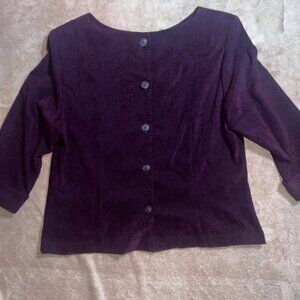 Vintage Positive Attitude Women 16‎ Plum Purple Shoulder Pad Long Sleeve Top (P)